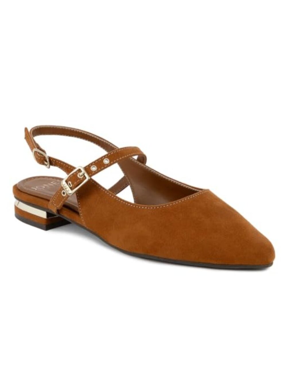 Vegan Leather Slingback Flats Pointed Toe Buckle Dress Shoes